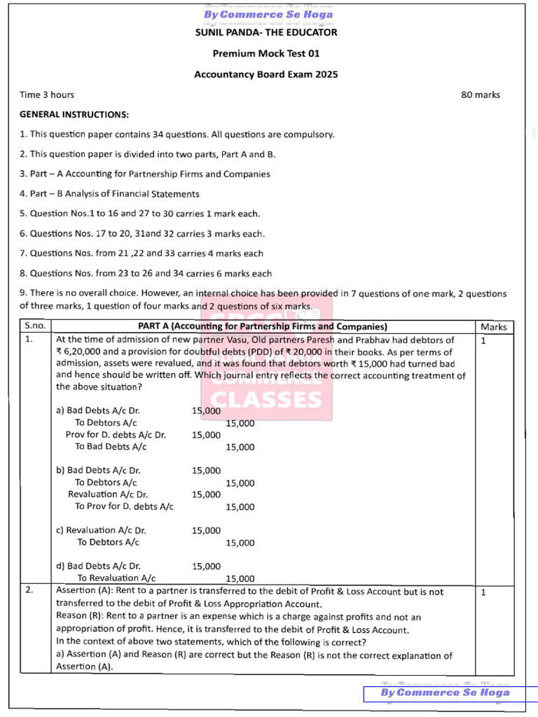 SPCC Mock 1 Acc @commerce - Se - Hoga | PDF
