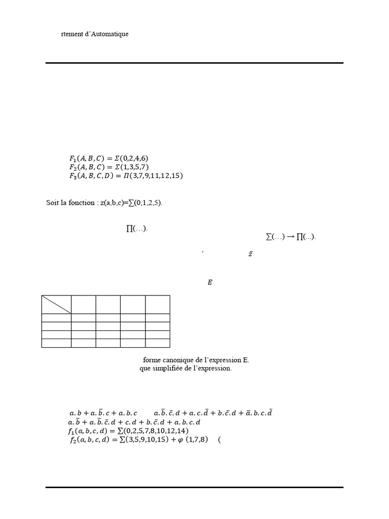 Représentation et simplification logique | PDF | Régulation | Mathématiques