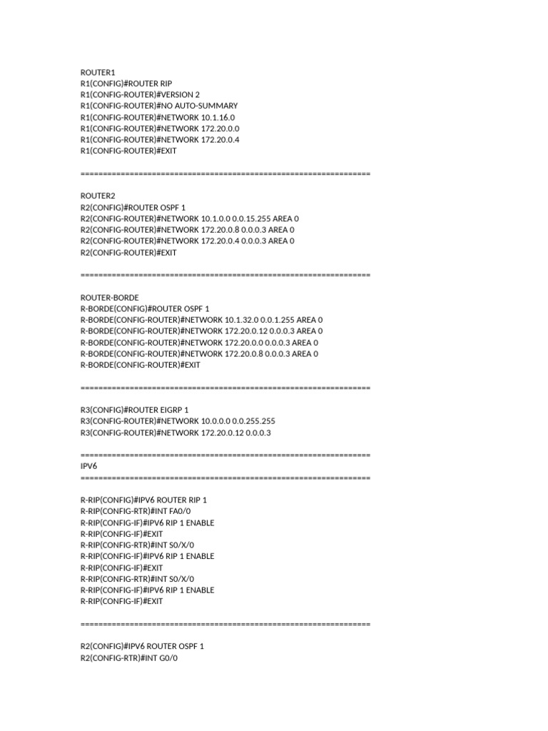 Router Configuration and Redistribution Guide | PDF ...
