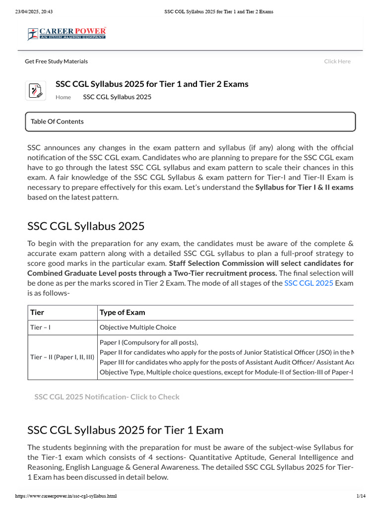 SSC CGL 2025 Syllabus Overview | PDF | Triangle | Circle