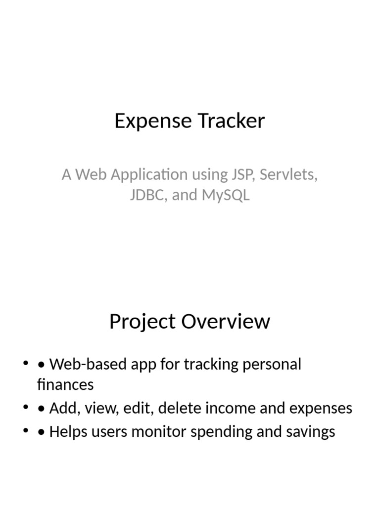 Expense Tracker Web App Overview | PDF