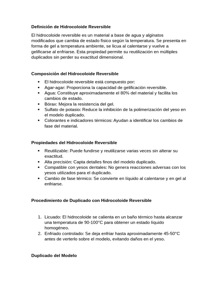 Definición de Hidrocoloide Reversible | PDF | Agar | Fase (materia)