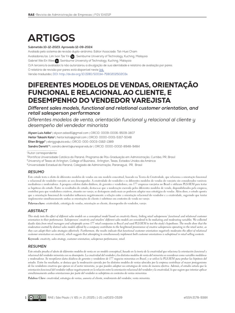 Modelos de Vendas e Desempenho no Varejo | PDF | Criatividade | Marketing