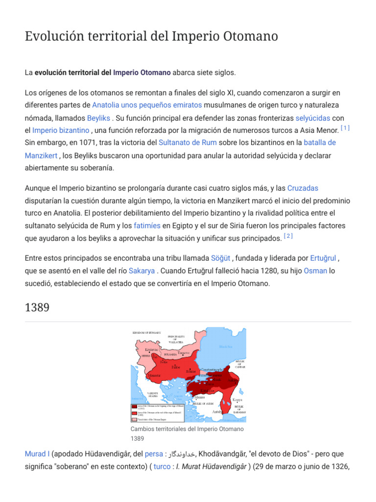 Evolución Territorial Del Imperio Otomano - Wikipedia | PDF | imperio ...