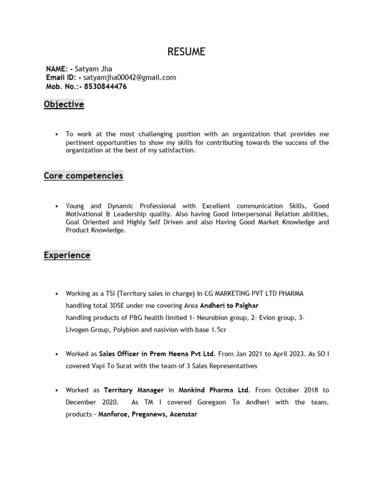 Satyam Jha New CV Update | PDF | Cognition | Social Psychology