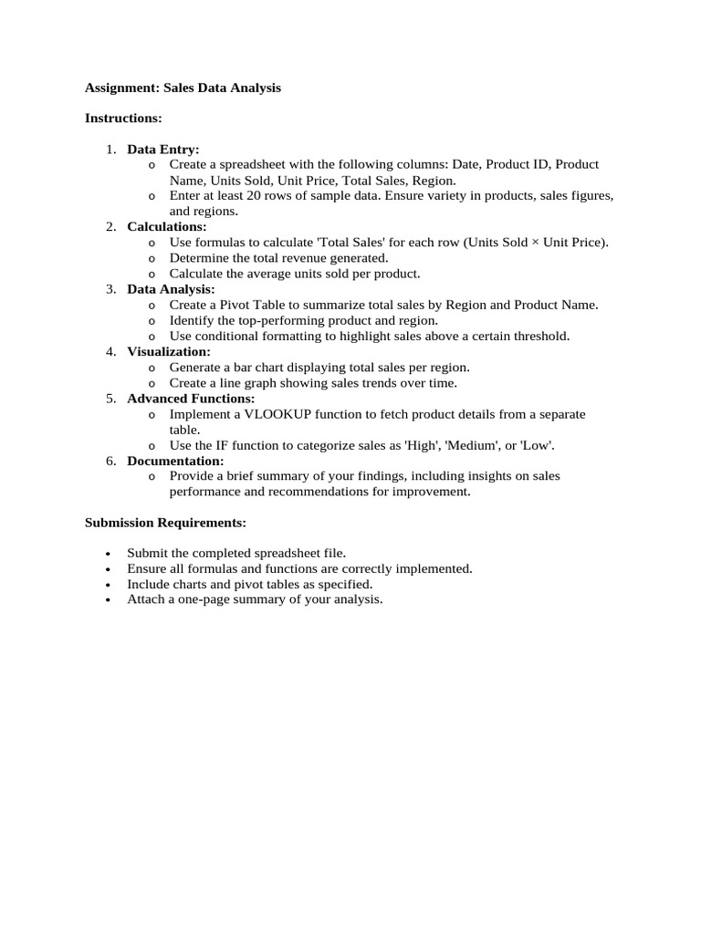 Assignment Advance Spreadsheet Tools Pdf