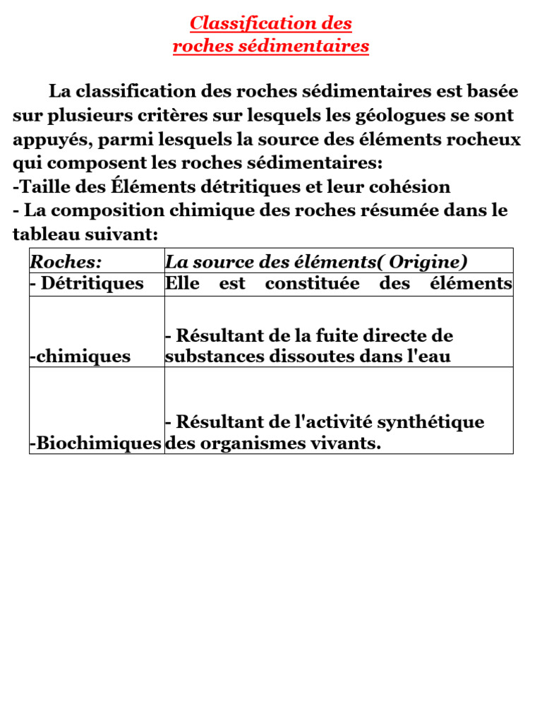 Classification des Roches Sédimentaires | PDF