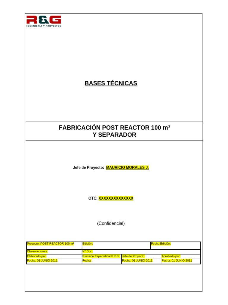 Fabricación Post Reactor 100 m³ y Separador | PDF | Soldadura ...