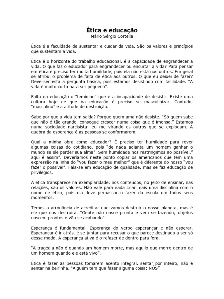 Ética na Educação: Reflexões de Cortella | PDF