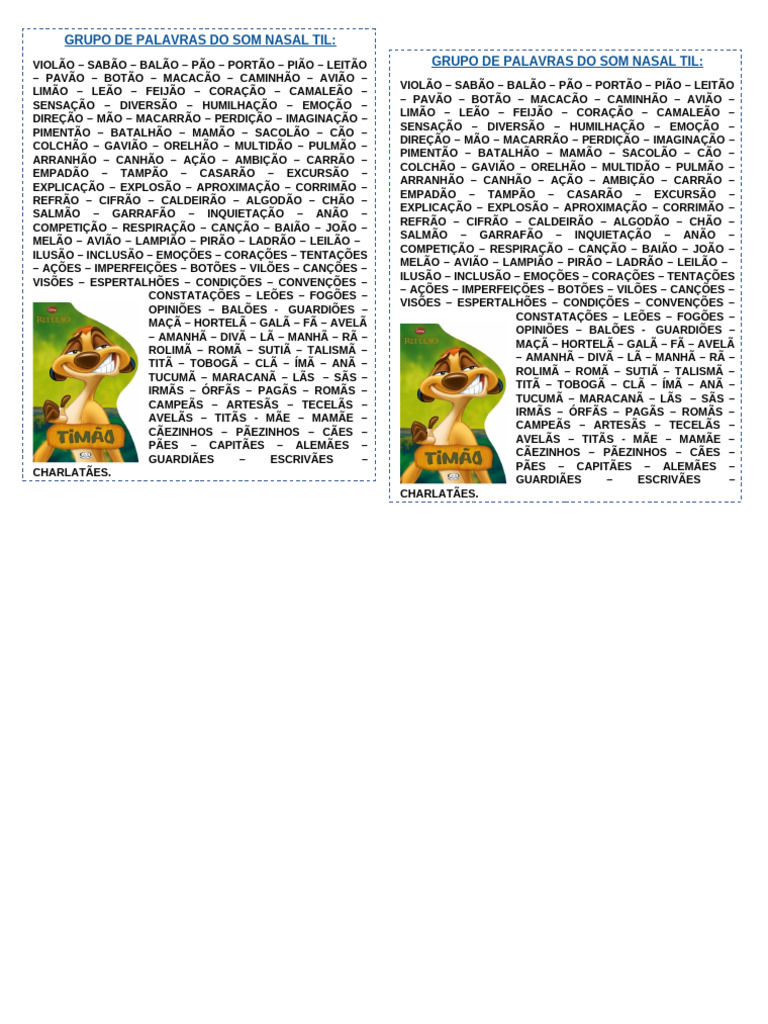 Palavras com Som Nasal Til | PDF