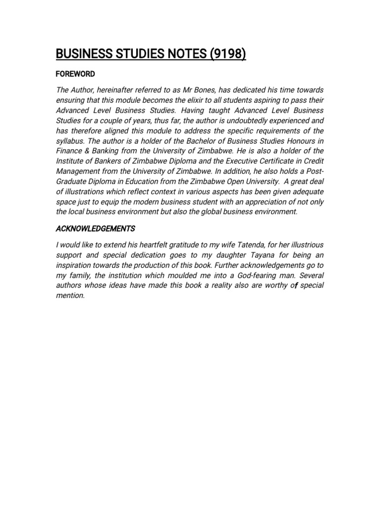 Business Studies Overview and Concepts | PDF