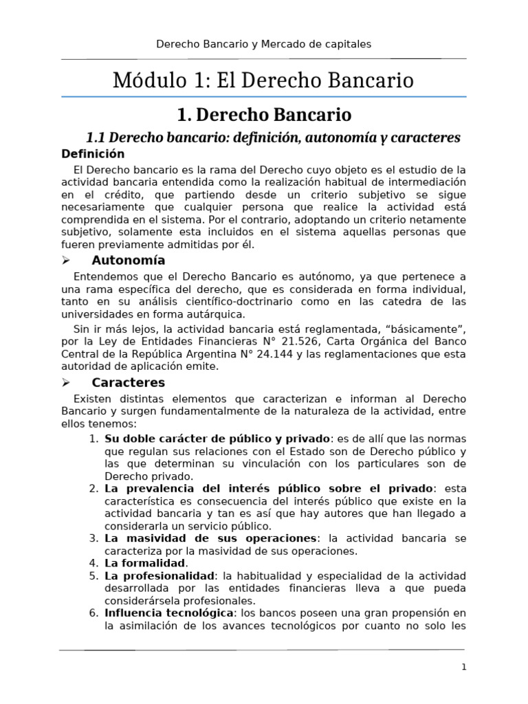 Resumen Derecho Bancario | PDF | Bancos | Dinero