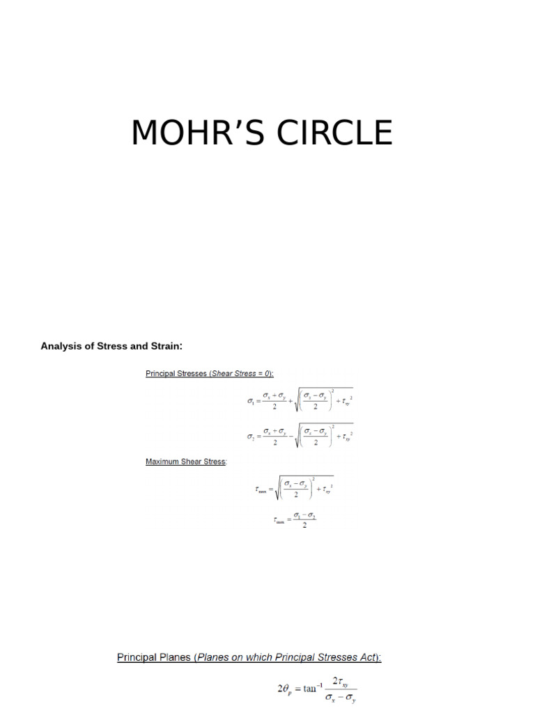 Mohr's Circle for Plane Stress Analysis | PDF