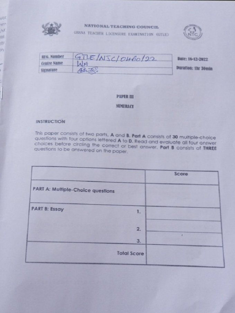 ?GTLE 22 (NUMERACY) QUESTION AND ANSWERS 03-Apr-2024 12-42-18-1 | PDF
