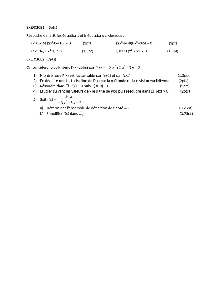 Devoir de mathématiques seconde S | PDF