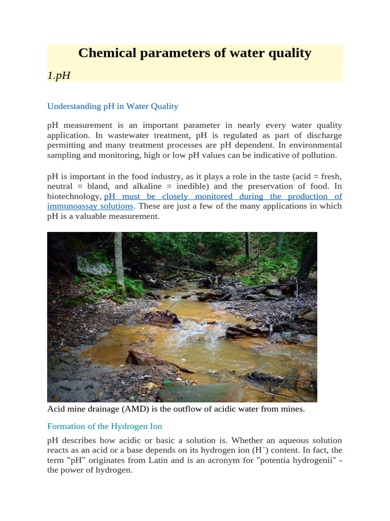 Key Chemical Parameters in Water Quality | PDF | Ph | Water