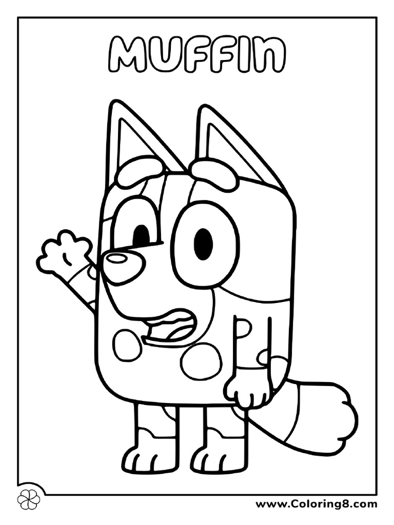 Muffin From Bluey Coloring Page PDF