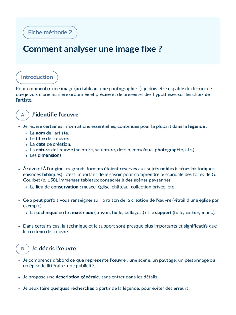 Méthode d'analyse d'une image fixe | PDF | Peintures