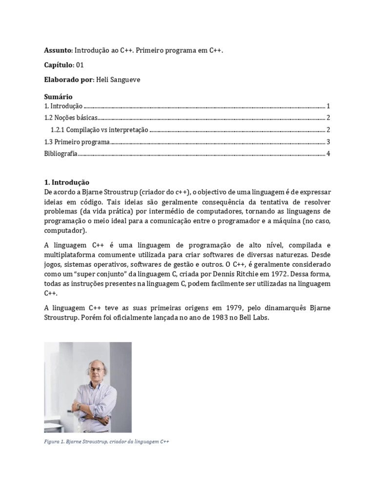 Aula 1 - Introdução Ao C++ | PDF | Linguagem de programação | C