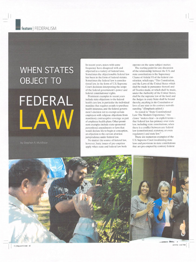 When States Object To Federal Law | PDF