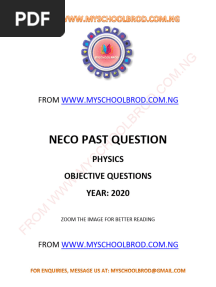 NECO  2020 PHYSIC OBJECTIVE