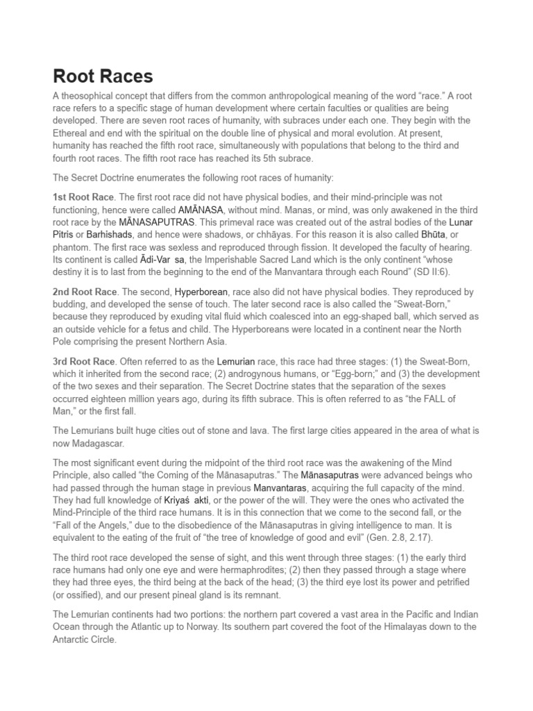 The Seven Root Races Explained | PDF | Atlantis