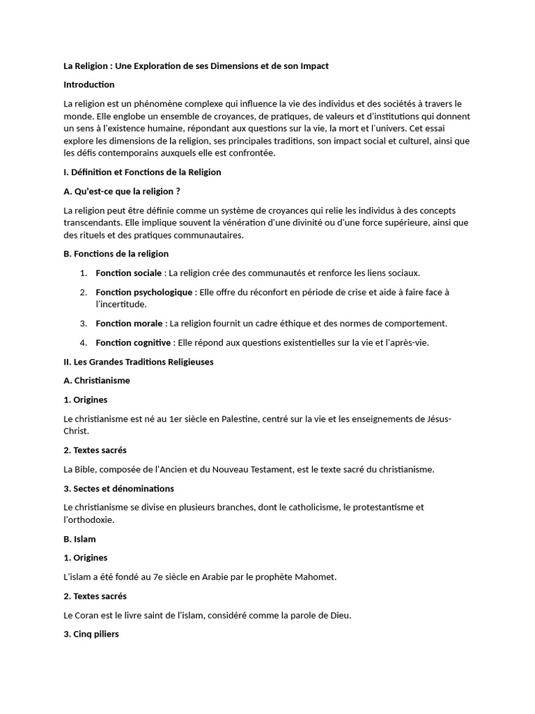 Dimensions et Impact de la Religion | PDF | Croyances religieuses