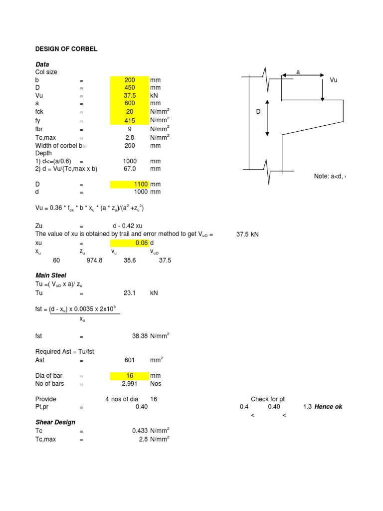 Corbel Design and Structural Analysis | PDF | Civil Engineering ...
