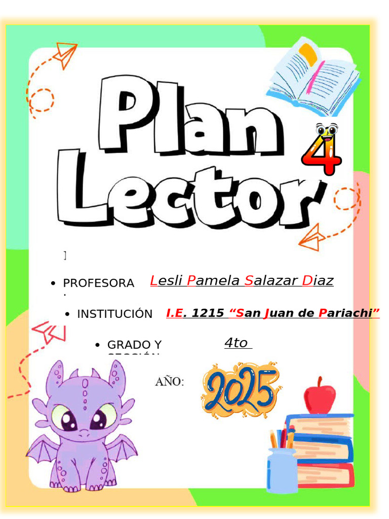 Plan Lector Aula 2025 para 4to Grado | PDF | Salón de clases ...