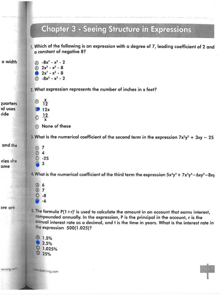 Algebra+1+Chapter+3+Seeing+Structure+in+Expressions | PDF