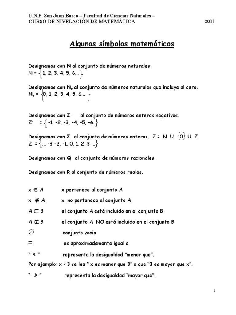 Símbolos de Números Reales en Matemáticas | PDF | Intervalo ...