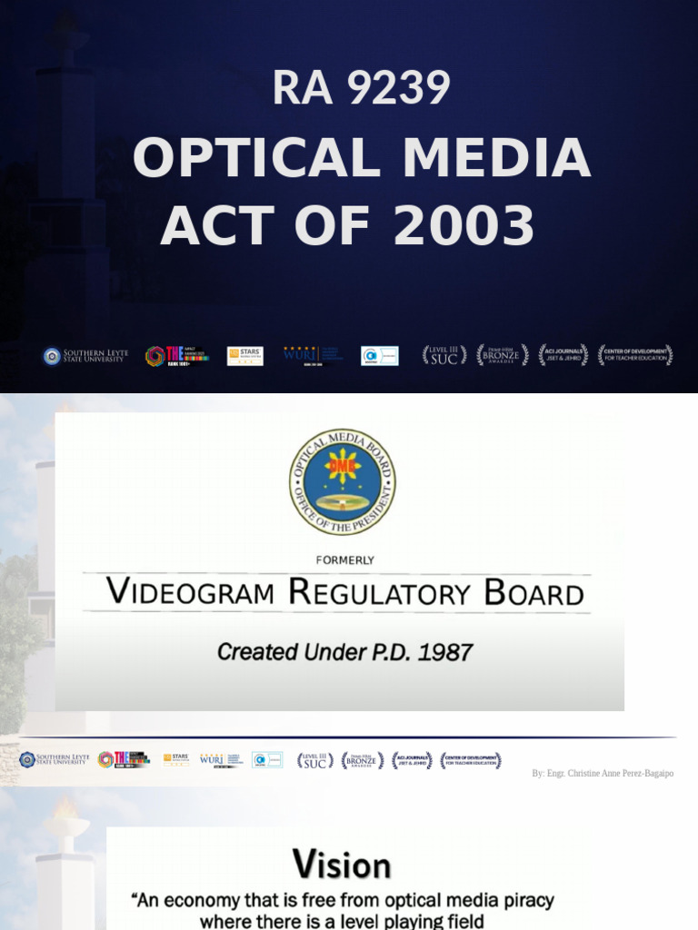 RA 9239: Optical Media Act Overview | PDF | Dvd | Compact Disc