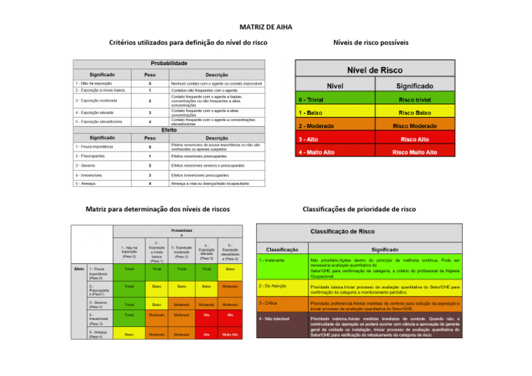 Matriz de Risco AIHA: Definições e Níveis | PDF