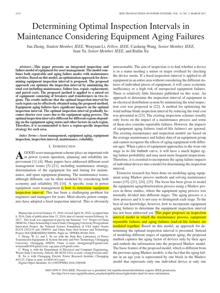 Optimal Equipment Inspection Intervals | PDF | Reliability Engineering
