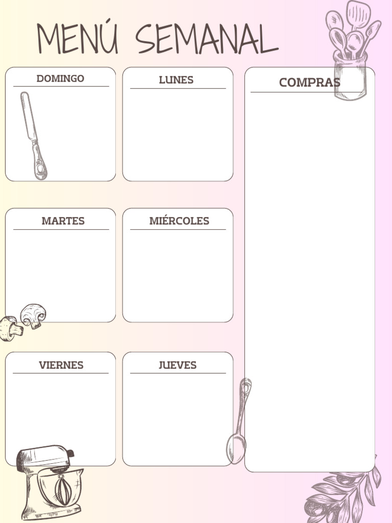 Planificador Menú Comida Saludable Minimalista Marrón Y Blanco | PDF