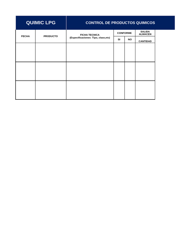 Registro de Control de Productos Quimicos | PDF
