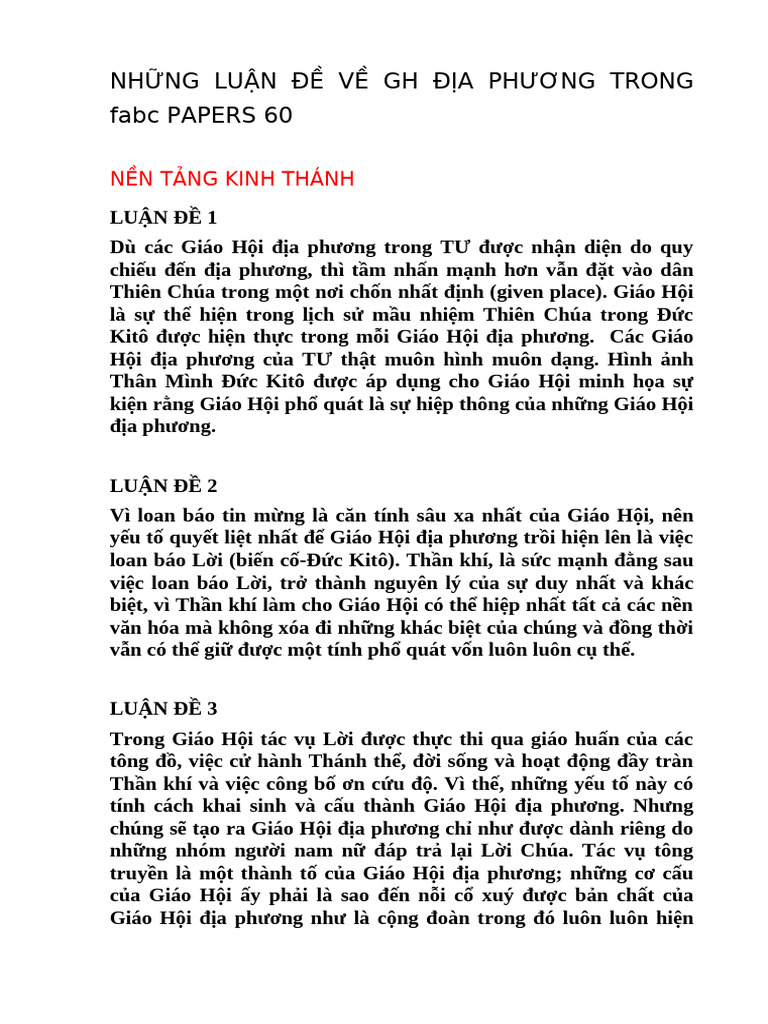 15 LUẬN ĐỀ GH ĐỊA PHƯƠNG TRONG Fabc PAPERS 60 | PDF