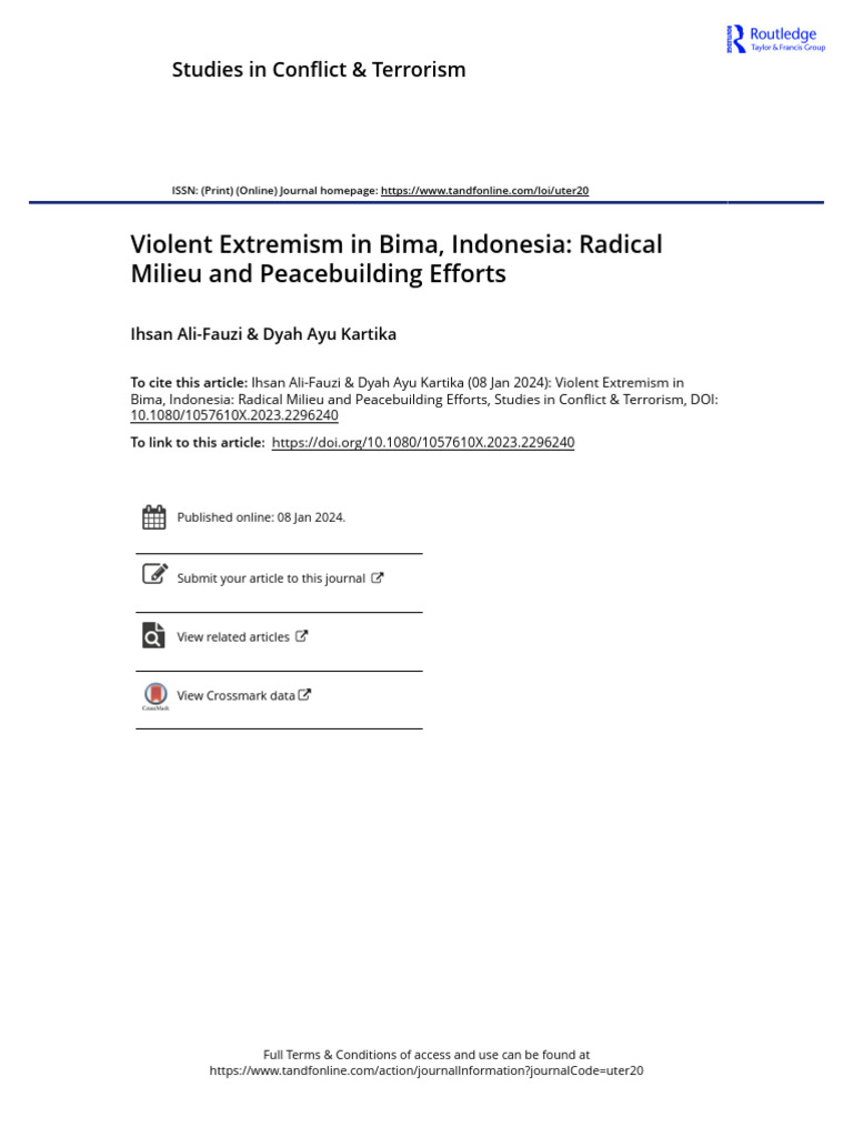 Violent Extremism in Bima Indonesia Radical Milieu and Peacebuilding ...