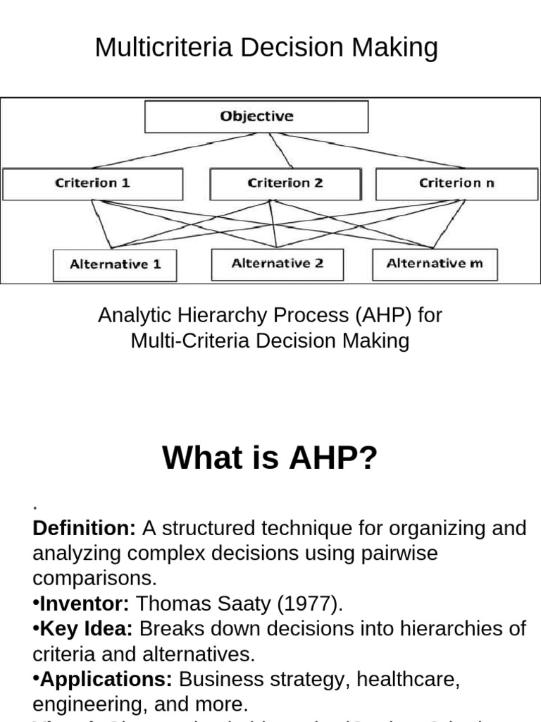 Multicriteria Decision Making: Analytic Hierarchy Process (AHP) For ...