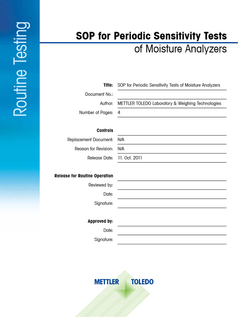 Moisture Analyzer Sensitivity Testing SOP | PDF