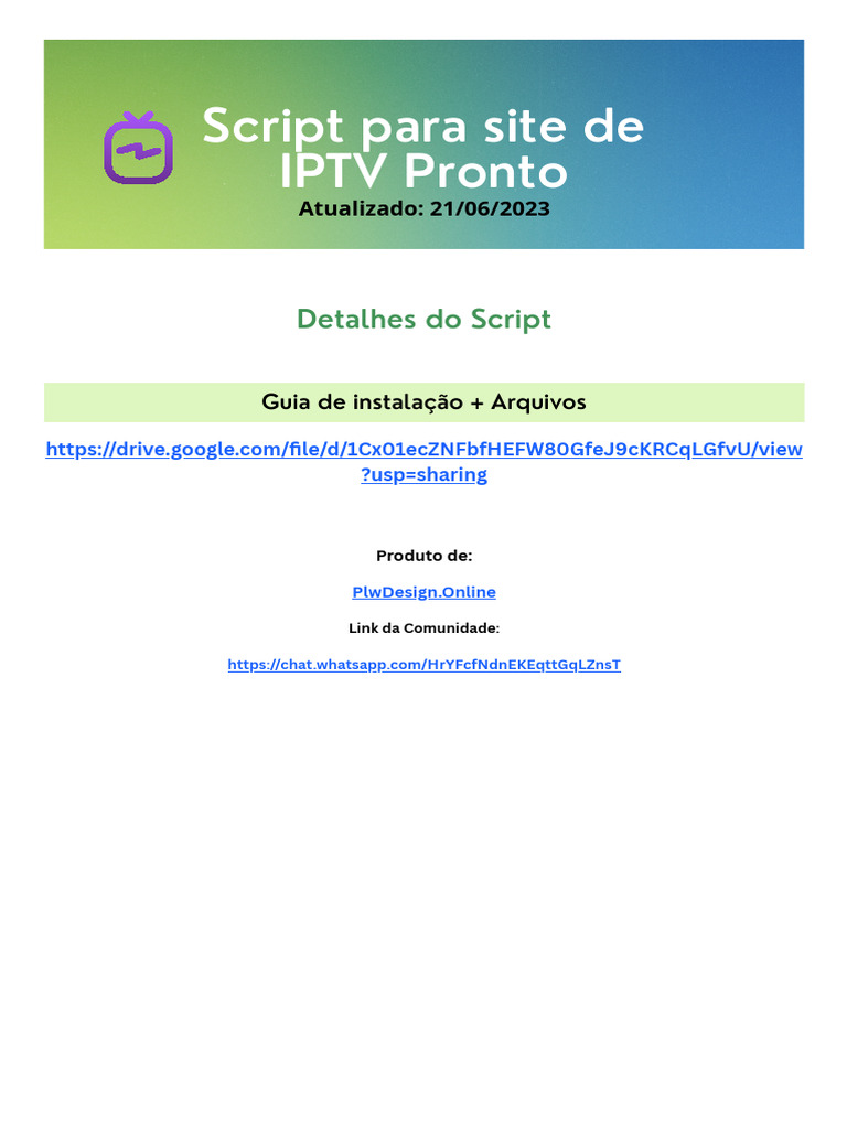 Script Pronto para Site IPTV | PDF