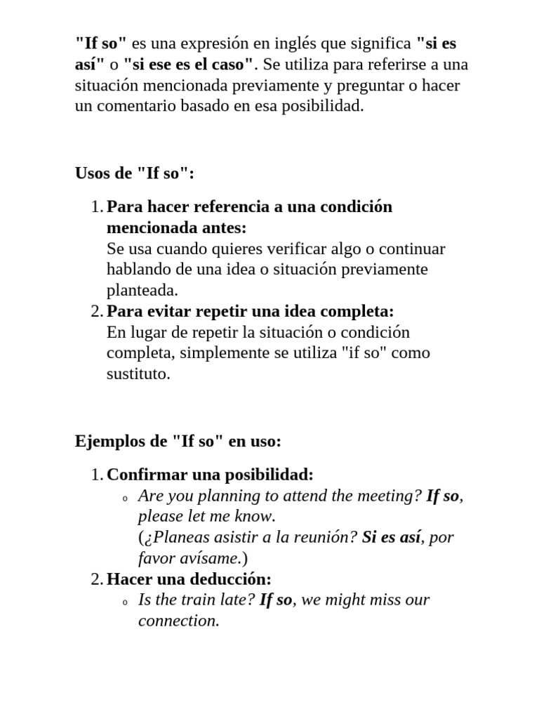 Uso de "If so" y "If not" en inglés | PDF