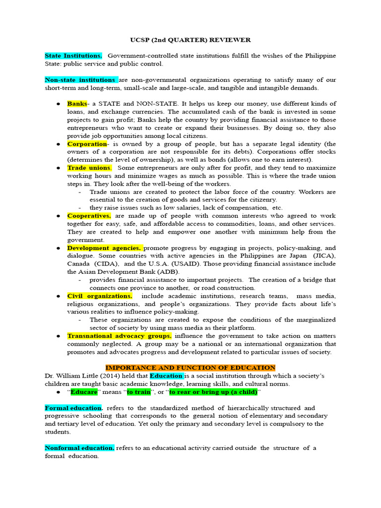 Ucsp (2nd Quarter) Reviewer | PDF | Discrimination & Race Relations ...