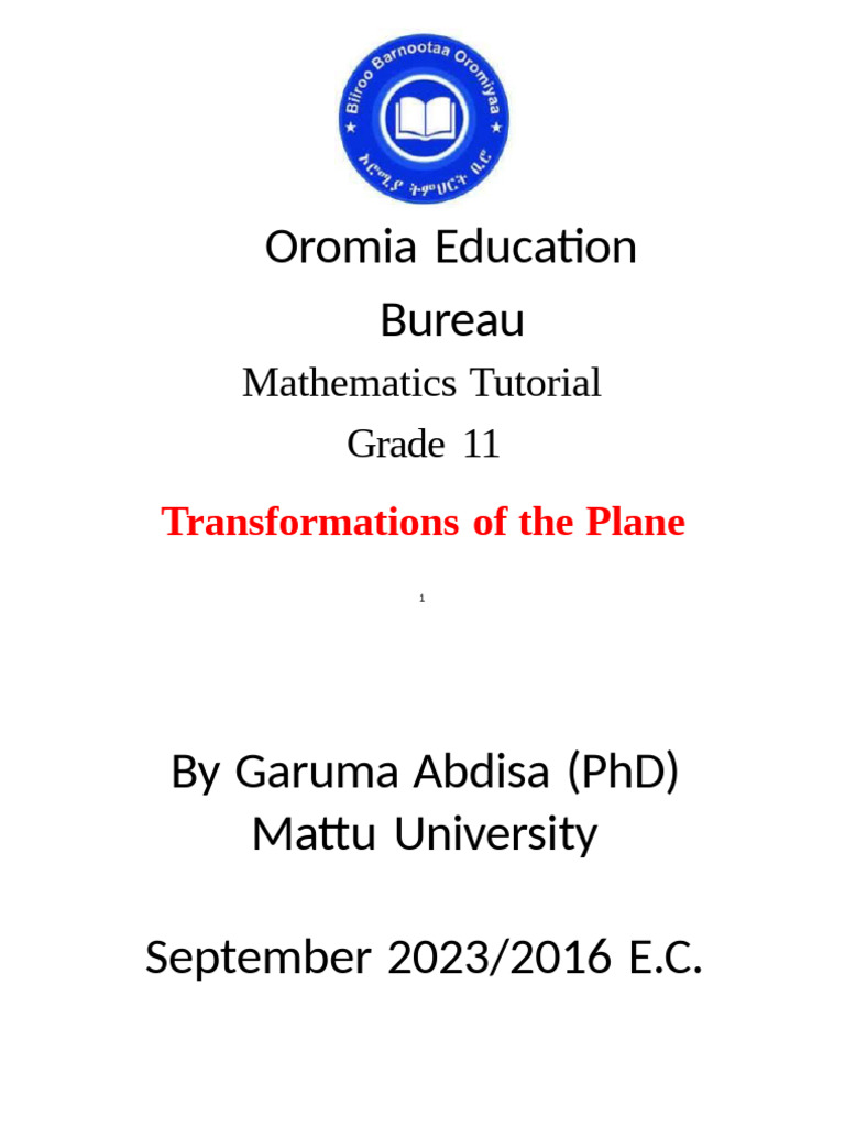 Grade 11 Math: Plane Transformations | PDF | Cartesian Coordinate ...