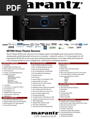 Marantz sr7005 Quick Specs | PDF | Hdmi | Hertz