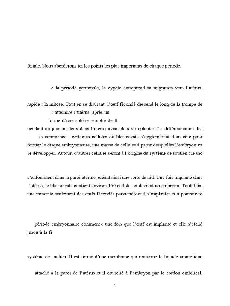 Développement durant la période prénatale | PDF | Embryon | Grossesse