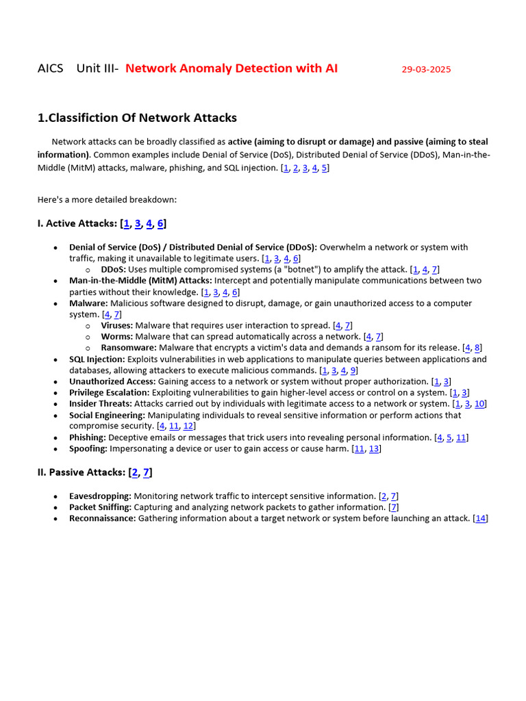 Aics Unit III Notes 29-03 | PDF | Denial Of Service Attack | Malware