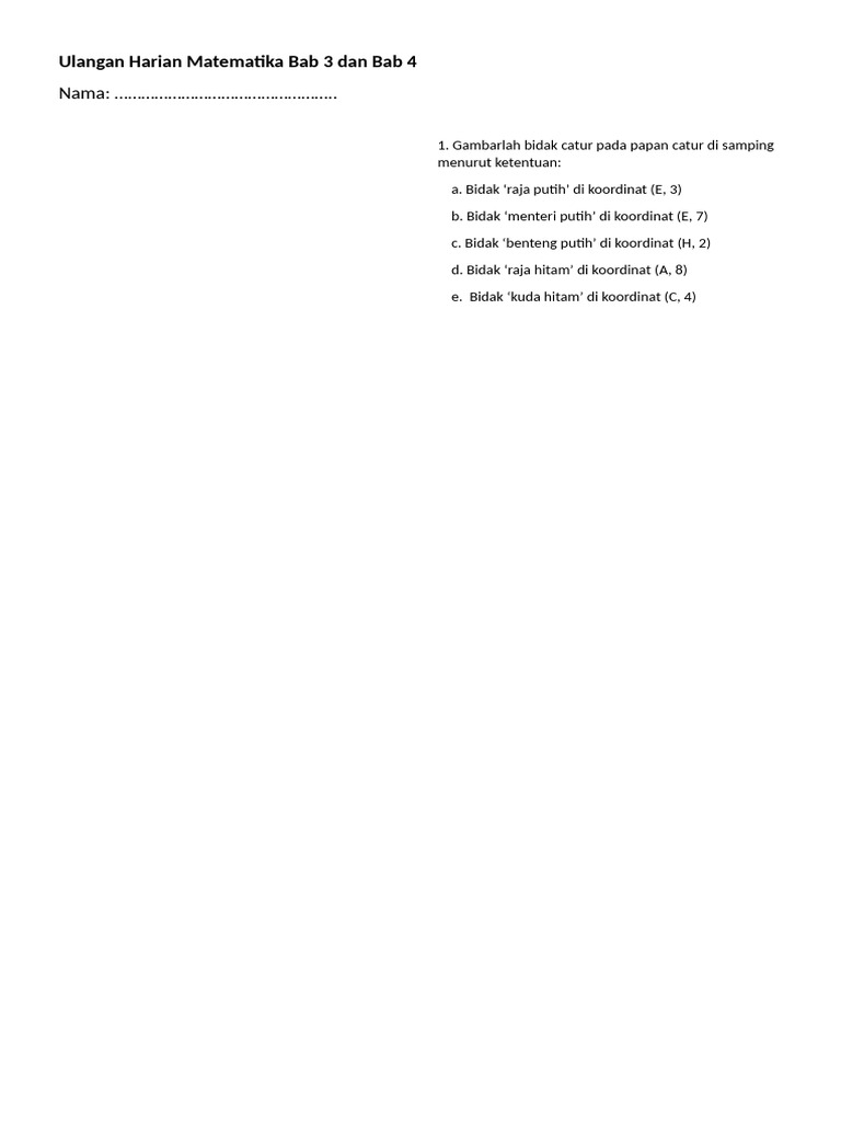 Ulangan Harian Matematika Bab 3 Dan Bab 4 | PDF
