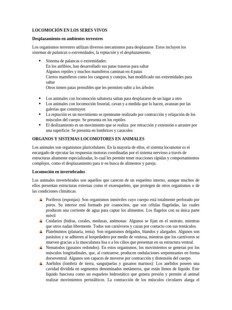 Adaptaciones en la locomoción animal | PDF | Músculo | Sistema ...