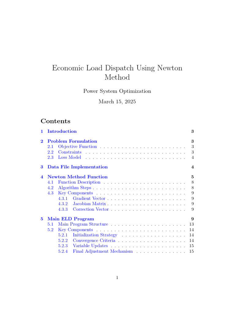 Economic Load Dispatch with Newton Method | PDF | Mathematical ...